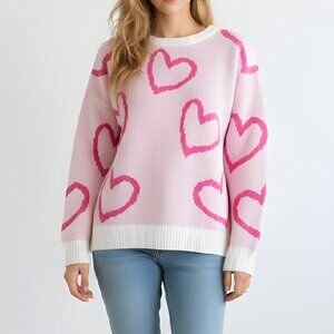 NWT Haptics Light Pink with Hearts Sweater Size Medium